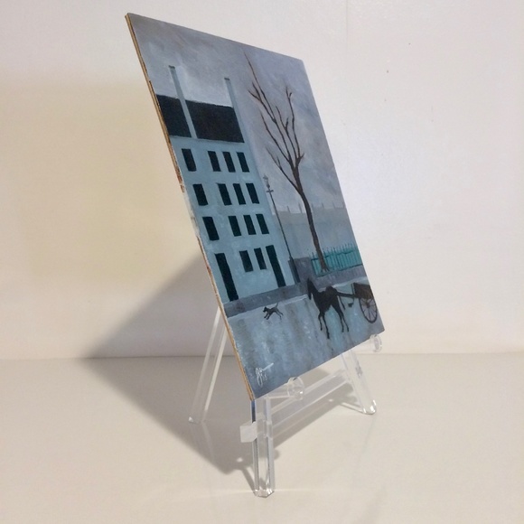 Rainy Street in England Oil Painting Art w/ Easel - Picture 7 of 9